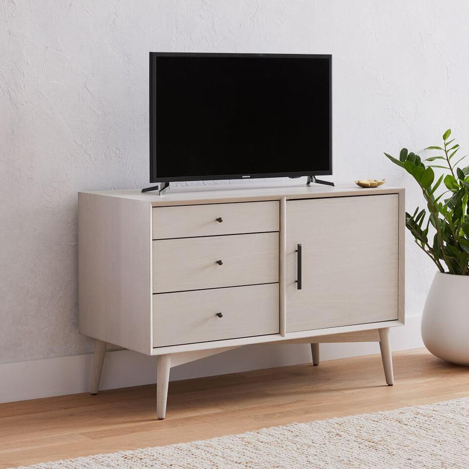 Mid-Century Media Console (102 cm) - Pebble - West Elm Australia